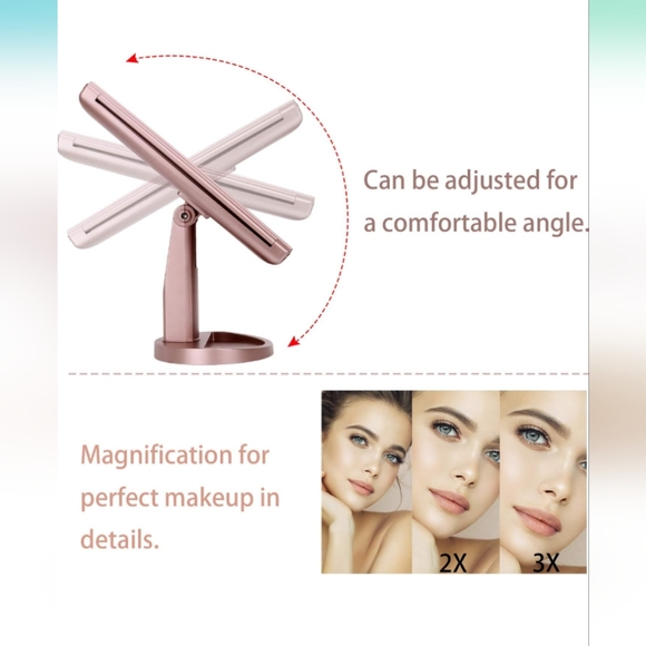 DEWEISN Dresser Mount Tri-Fold Lighted Vanity Mirror with 21 LED Lights (EUC) - Picture 3 of 13